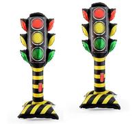 PHOGARY Lot de 2 ballons en aluminium pour voiture de course, école, sécurité sur le thème des transports, 150 cm, rouge, jaune, vert