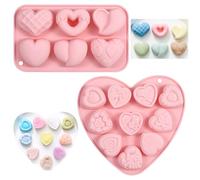 PHOGARY Lot de 2 Moule en Silicone en Forme de Cœur, Moule à Chocolat Réutilisables, Moule en Silicone Antiadhésif pour Chocolat Bonbon Gelée Gâteau Saint-Valentin, 16 Moules à Cœur Différents