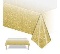 PHOGARY Lot de 2 Nappes Jetables Rectangulaires en Plastique pour Fête à Thème, Mariages, Fêtes Prénatales, Halloween, Anniversaire - Blanc et Doré - 137 x 274 cm