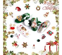 PHOGARY Lot de 20 breloques 3D pour ongles de Noël en métal - Décoration d'ongles de Noël - Breloques d'art pour ongles - Accessoires de décoration d'ongles
