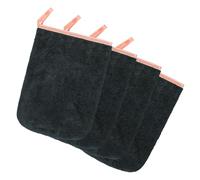 PHOGARY Lot de 4 gants de toilette en microfibre polaire douce - Gants de toilette absorbants pour le visage et le corps - Lavable en machine - 23 x 16 cm - Noir