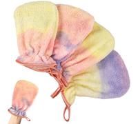 PHOGARY Lot de 4 Gants de Toilette en Tissu éponge en Velours Corail en Microfibre pour Visage et Corps 13 x 20 cm,Tie Dye