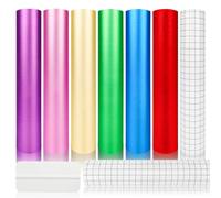 PHOGARY Lot de 6 Feuilles de Vinyle Adhésives à Paillettes avec 2 Feuilles de Transfert y una Rasqueta, 30,5 x 22,5 cm en Vinyle Permanent pour la Plupart des Découpes
