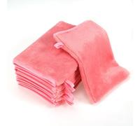 PHOGARY Lot de 6 Gants de Toilette pour bébé enfant, Très Doux & Absorbant Microfibre Flanelle Gant de Toilette, Petite Serviette Main pour Visage avec Boucle de Suspension, Rose,13x20cm