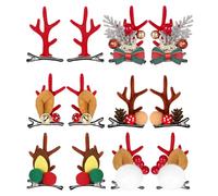 PHOGARY Lot de 6 paires de pinces à cheveux de Noël, bois de renne, pinces à cheveux avec nœud, épingles à cheveux, accessoires décoratifs de Noël pour filles et femmes