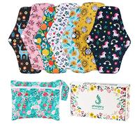 PHOGARY Lot de 7 Serviette Hygiénique Lavable, Serviettes Hygiéniques Réutilisables avec 1 Sac de Rangement, pour Flux Abondant et pour la Nuit, 26 cm