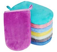 PHOGARY Lot de 8 Gants de Toilette en Flanelle, Gants Doux en Flanelle, Chiffon de Bain Spa, Gants démaquillants réutilisables, 15 x 21 cm