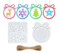 PHOGARY Moules de Noël en résine époxy pour sapin de Noël, flocon de neige, renne papillon, ornement, porte-clés, pendentif, cadeau à faire soi-même, décoration de Noël