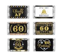 PHOHUI HAVE A NICE TIME Lot de 54 mini emballages noirs et dorés pour 60e anniversaire