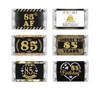 PHOHUI HAVE A NICE TIME Lot de 54 mini emballages noirs et dorés pour fête d'anniversaire 85 ans