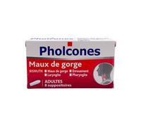 Pholcones maux de gorge adultes 8 suppositoires