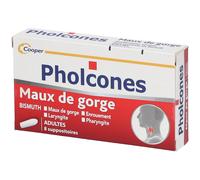 PHOLCONES - Maux de gorge Adultes 8 suppositoires Suppositoire(S) Pour pc(s)