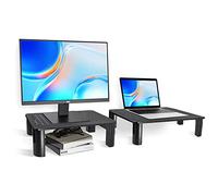 Pholiten 2 Paquets Support de Moniteur, 4 Hauteur Téglable et Design Ventilé Support Ecran PC pour Ordinateur Portable, MacBook, PC, Imprimante jusqu'à 20 kg MST008