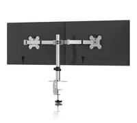 Pholiten Bras Ecran PC 2 Ecran pour Moniteurs de 13-42 Pouces, Support Double Ecran Réglable en Hauteur Inclinable, Rotatif et Pivotant, VESA 75/100mm,Poids Max 10KG, Argent, MD97442LS