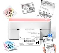 Phomemo 241BT Imprimante Etiquettes Expédition Bluetooth, Imprimante Thermique Etiquette Autocollante 4X6, Compatible avec iPhone/Mac/Windows, Amazon, Etsy, Ups, DHL, Ebay&Shopify - Rosa