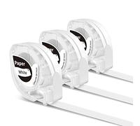 Phomemo 3x Ruban Étiquettes Papier 12mm, Noir sur Blanc, pour P12/P12 Pro