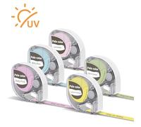 Phomemo 5x Ruban Étiquettes 12mm, Gris sur Multicolore, pour P12/LT12/F12 | originales. 12mm x 4m, Durables, résistantes à la chaleur, autocollantes. Compatible avec Dymo LetraTag & P12/P12 Pro/LT12