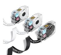Phomemo A30/P15 Étiquettes Adhésives à Transfert Thermique pour l’Organisation et le Classement de Documents, 15mm*5m, 3 rouleaux, fond blanc + fond noir, papier continu