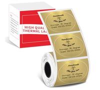 Phomemo Autocollants logo ronds dorés de 2" pour Phomemo M110 M220 M221 M108 M100 M150 M250 M260, pour imprimer des logos, l'étiquetage d'articles ménagers