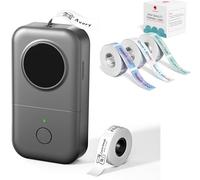 Phomemo D30 Etiqueteuse Autocollantes, Imprimantes d'étiquettes pour l'étiquetage de la Maison, du Bureau, du Cui avec 3 Rouleau d'étiquette Couleur (12×40mm) et 1 Rouleau d'étiquette Blanche (1