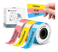 Phomemo D30 Étiquettes Adhésives pour l’Organisation et le Classement de Documents, Compatibles avec les Imprimantes D30, Q30S, Q30 et Q31, 12 mm x 40 mm, 3 rouleaux, rouge + jaune + bleu