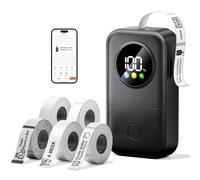 Phomemo D30D Mini Étiqueteuse Bluetooth avec 5 Rouleaux d’étiquettes, Noir | écran LED intelligent, imprimante thermique rechargeable pour la maison, l’école et le bureau