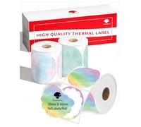Phomemo D'étiquettes Rondes Ondulées Pour étiqueteuse M220 M250 M221 M120 M150 M108 M110 M421, Pour Codes Barres, Adresses, Noms, Logos, Prix Étiquettes, 50x50mm, 140 étiquettes/rouleau, 3 rouleaux