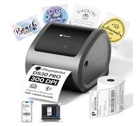 Phomemo Ethernet Imprimante d'étiquettes d'expédition, Imprimante Thermique 300dpi pour Professionnels, avec 500 étiquettes au Format 4x6, Gris
