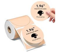 Phomemo Étiquettes autocollantes colorées rondes 50 x 50 mm, papier thermique pour imprimante Phomemo M110/M221/M200/M120/M220, 140 étiquettes par rouleau (Kaki)