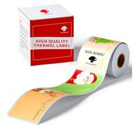 Phomemo Étiquettes de Noël pour étiqueteuse M110/M108/M220, 50 x 80 mm avec motifs Père Noël, arbres de Noël et rennes, idéales pour les cadeaux de Noël