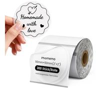 Phomemo Étiquettes Thermiques Rondes 2 Pouces (50mm), Rouleau de 300 à Fond Translucide - Compatibles avec Imprimantes Phomemo, MUNBYN (Étiquettes Cadeaux, Prix)