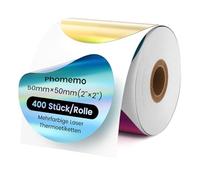 Phomemo Étiquettes Thermiques Rondes 2 Pouces (50mm), Rouleau de 400 à Effet Laser 4 Couleurs - Compatibles avec Imprimantes Phomemo, MUNBYN (Étiquettes Cadeaux, Prix)