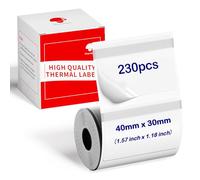 Phomemo Étiquettes thermiques transparentes M110 M108 M100 M120 M200 M220 M221 - Imprimante thermique rectangulaire pour prix, nom, adresse, logo, code-barres, 40 mm x 30 mm, 230 étiquettes/rouleau