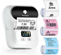 Phomemo Imprimante d'étiquettes M110 - Bluetooth - Auto-adhésive - Imprimante d'étiquettes Portable - pour Codes-Barres - avec 3 Rouleaux d'étiquettes - Blanc