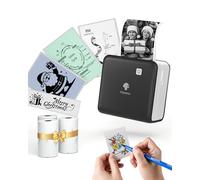 Phomemo Imprimante Photo Portable, Mini Imprimante Photos Instantané sans Fil M02 Pro 300 DPI Mini Printer avec 3 Rouleaux de Papier pour Notes d'étude, Création DIY, Photos, Étiquettes