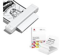 Phomemo Imprimante Portable A4 M08F Blanc avec 100 Feuilles de Papier Thermique A4 Plié, Imprimante Mobile Bluetooth sans Fil pour Voyages, Voiture, Bureau et Maison
