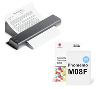 Phomemo Imprimante Portable A4 M08F Gris avec 100 Feuilles de Papier Thermique A4, Imprimante Mobile Bluetooth sans Fil pour Voyages, Voiture, Bureau & Maison