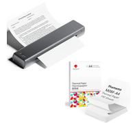 Phomemo Imprimante Portable A4 M08F Gris avec 100 Feuilles de Papier Thermique A4 Plié, Imprimante Mobile Bluetooth sans Fil pour Voyages, Voiture, Bureau et Maison