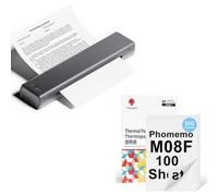 Phomemo Imprimante Portable A4 M08F Gris avec 100 Feuilles De Papier Thermique A4 Recto-Verso, Imprimante Mobile Bluetooth sans Fil pour Voyages, Voiture, Bureau & Maison, Impression sans Encre