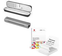 Phomemo Imprimante Portable A4 M08F Gris avec Etui de Protection & 100 Feuilles De Papier Thermique A4 Plié, Imprimante Mobile Bluetooth sans Fil pour Voyages, Voiture, Bureau Et Maison