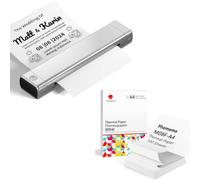 Phomemo Imprimante Portable A4 M08F Noir Argent avec 100 Feuilles de Papier Thermique A4 Plié, Imprimante Mobile Bluetooth sans Fil pour Voyages, Voiture, Bureau et Maison
