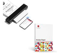 Phomemo Imprimante Portable M08F Noir avec 200 Feuilles De Papier Thermique A4 À Séchage Rapide, Imprimante Mobile Bluetooth sans Fil pour Voyages, Voiture, Bureau & Maison, Impression sans Encre