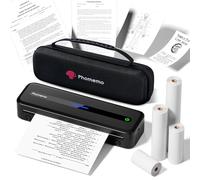 Phomemo Imprimante Thermique A4, M832 Imprimante Portable Sans Encre Compatible avec iOS et Android via Bluetooth, Papier Thermique Uniquement, avec Mallette de Transport et 4 Rouleaux de Papier, Noir