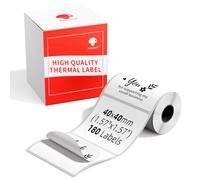 Phomemo Lot de 10 rouleaux d'étiquettes autocollantes multifonctionnelles pour imprimante d'étiquettes thermiques Phomemo M110/M220/M221/M200/M120/M100/M108/M150/M250/M260 - 40 x 40 mm, 180 étiquettes
