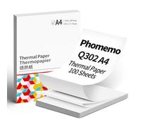 Phomemo Lot de 100 feuilles de papier thermique pour imprimante thermique 21 x 29 cm Format A4 Séchage rapide Conservation à long terme Compatible avec imprimante thermique Phomemo Q302