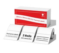 Phomemo Lot de 3 rouleaux de papier m110 de 40 x 30 mm pour étiqueteuse Phomemo M110, pour code barres, adresse, prix, etc.