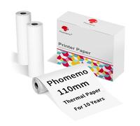 Phomemo Lot de 3 rouleaux de papier thermique pour imprimante thermique de 110 mm, compatible avec les imprimantes d'étiquettes portables M832 M834 M835 M04S M04AS, blanc pour photo/notes