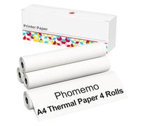 Phomemo Lot de 4 rouleaux de papier pour imprimante thermique A4