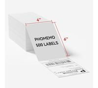 Phomemo Lot de 500 étiquettes thermiques de 10,2 x 15,2 cm, 1 pile, étiquettes d'expédition pour imprimante d'étiquettes thermiques, étiquettes thermiques de 10,2 x 15,2 cm pour expédition de colis,