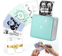 Phomemo M02 Pro Mini Imprimante Portable, 300 DPI Mini Imprimante Thermique Imprimante Etiquette Autocollante avec 3 Rouleaux de Papier pour Notes d'étude, Photos, Étiquettes - Vert
